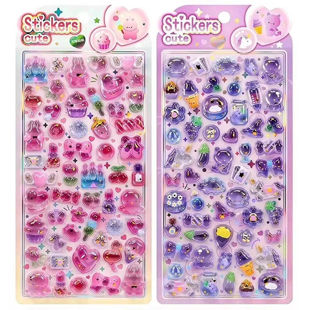 Cute Animal Diy 3D Mini Relief Stickers Kawaii Relief Sticker Scrapbook Diary Decor Journaling Stationery Crystal DIY Stickers