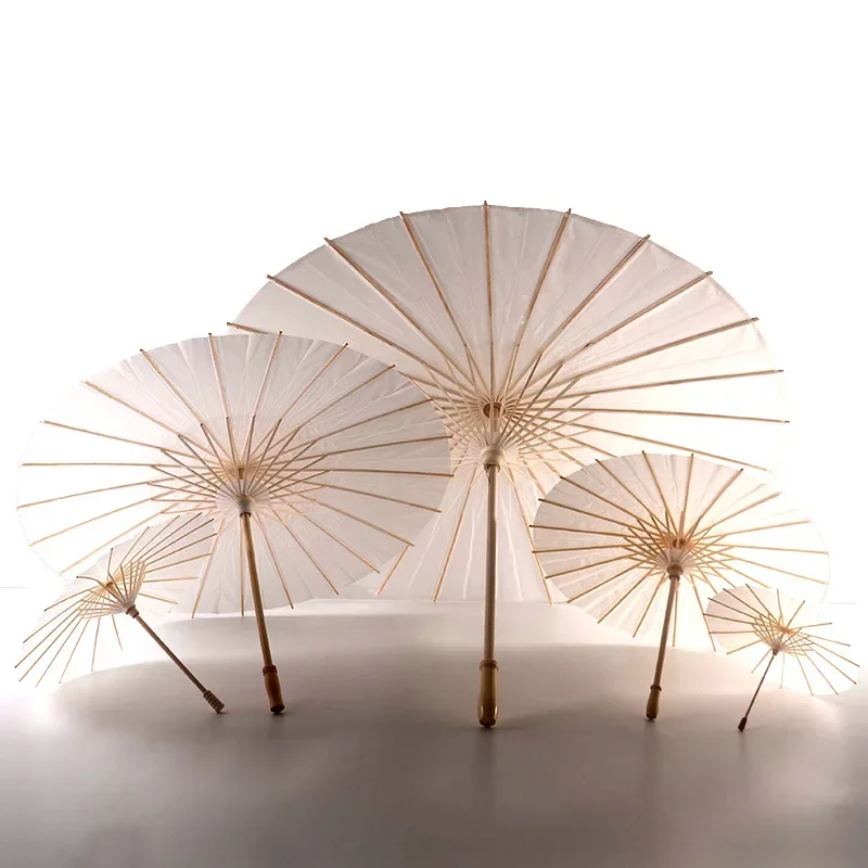 10/20pcs Paper Parasol 30/60cm Chinese Paper Umbrellas White Umbrella Photography Props for Baby Shower Party Wedding Rustic