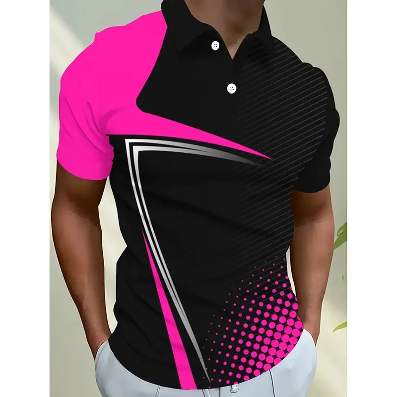 Strong Lines Sports Polo Shirt For Men Outdoor Sport Fashion Casual Contrast Color Golf Polo Shirts Loose Breathable Top 2026