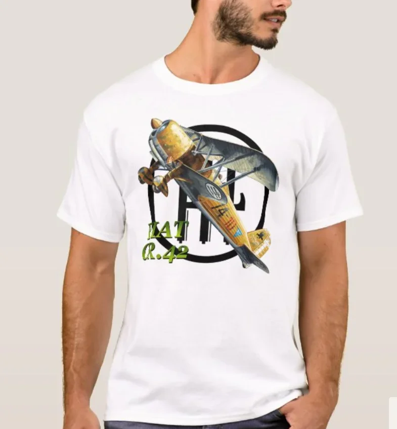 WW II Italian FIAT CR.42 Fighter Airplane T-Shirt. Summer Cotton Short Sleeve O-Neck Mens T Shirt New S-3XL