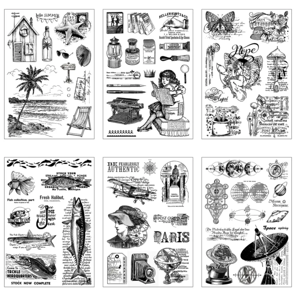 Ryba/motyl Genie/książka dziewczyna/plaża/podróże/wywiad kosmiczny przezroczysty silikonowy stempel do albumu fotograficznego Diy papierowy album do scrapbookingu