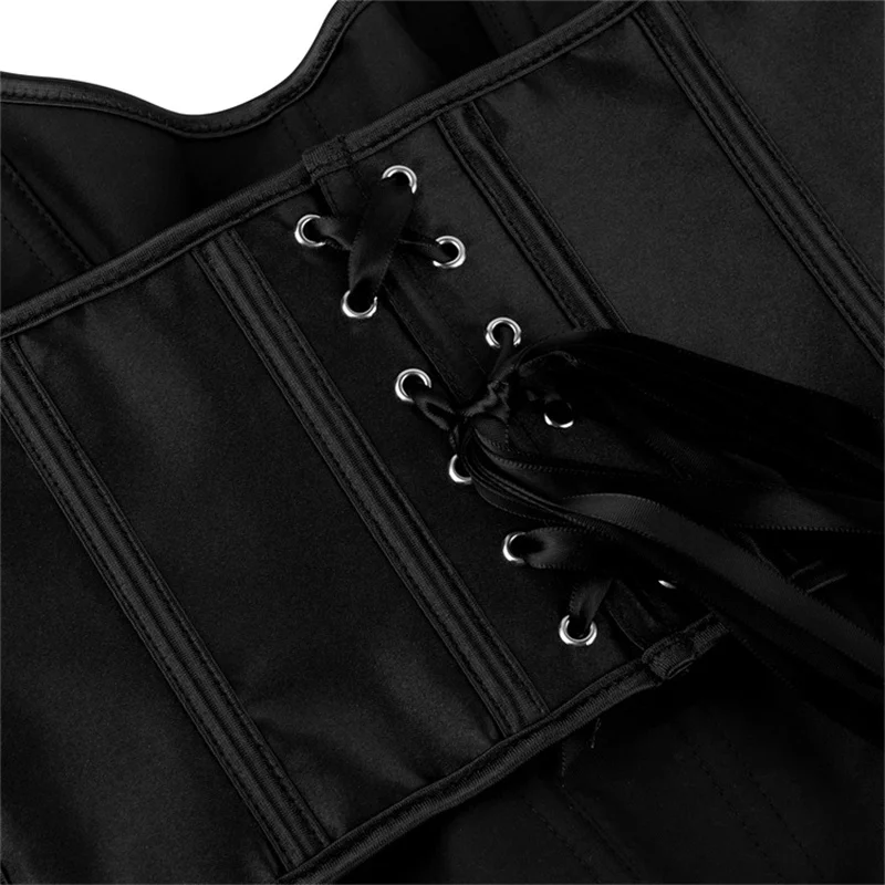 Halter-neck Corset Crop Top Black Stain Waist Bustier for Women Bodice Bar Support Sexy Corset Outfits Plus Size