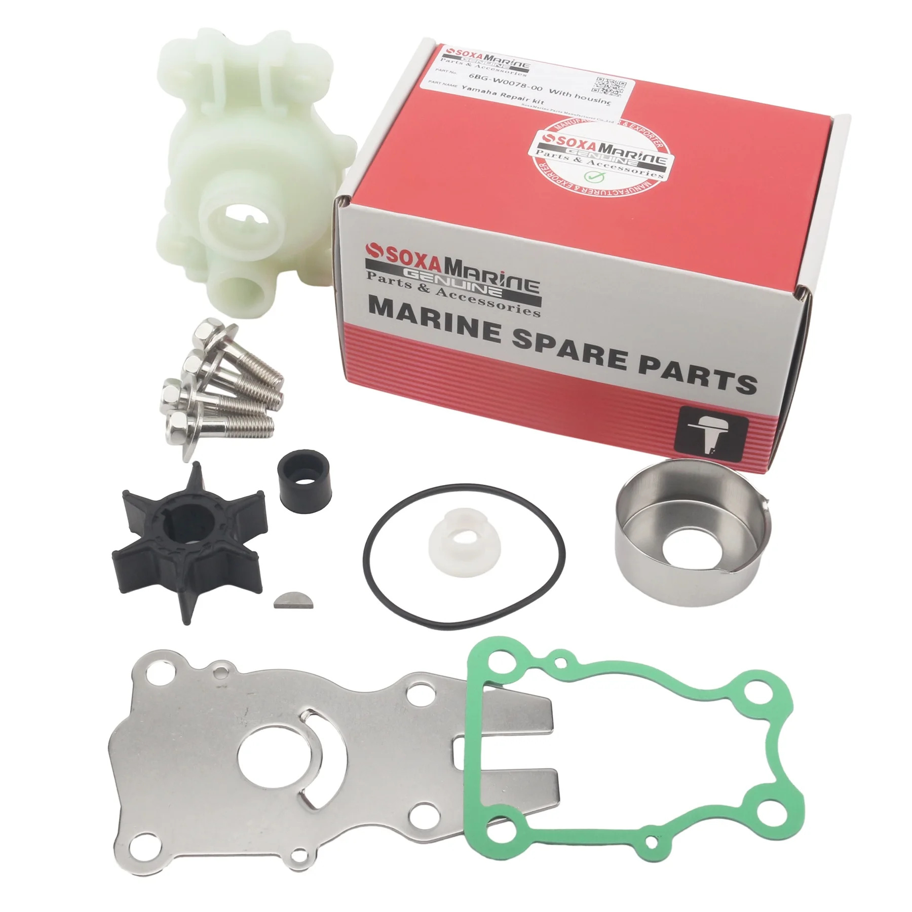 

Water Pump Impeller Rebuild Kit W/ Housing Fits for Yamaha 4-Str 30HP40HP F30 F40A Outboard Engine 6BG-W0078-00 Sierra 18-3490
