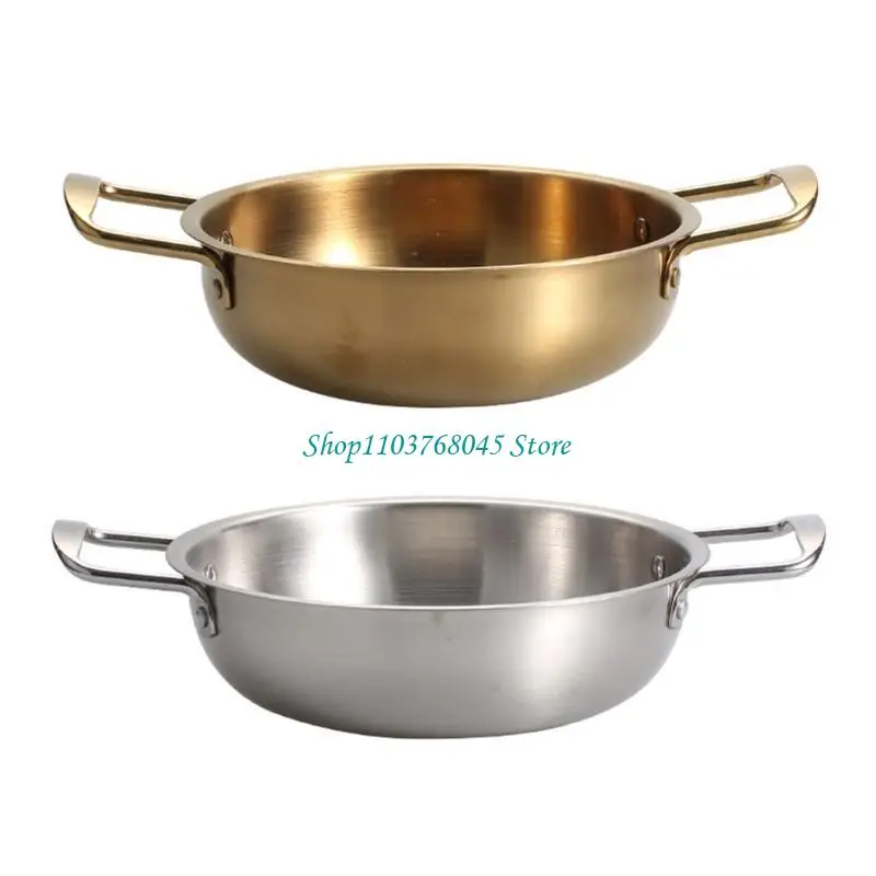 R53F Durable Stainless Steel Skillets Double Handle Steel Pans High Quality Fry Pans for Quick and Even Heat Conduct