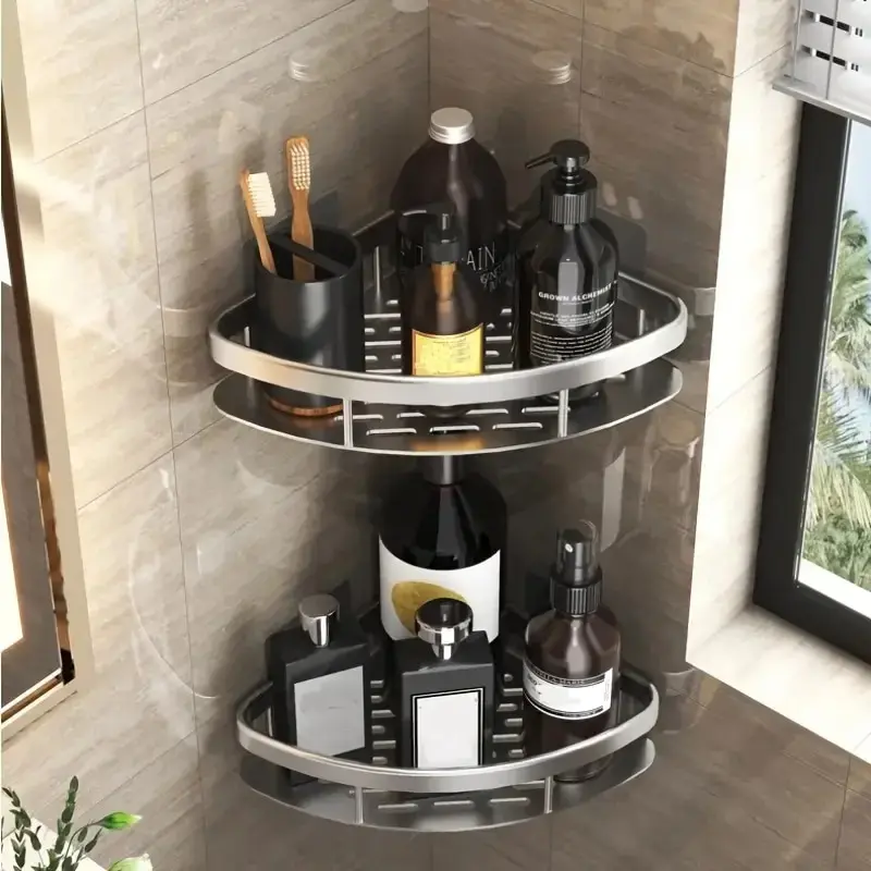 Bathroom Storage Rack No Drill Wall Mount Corner Shower Holder For WC Shampoo Organizer Accessories