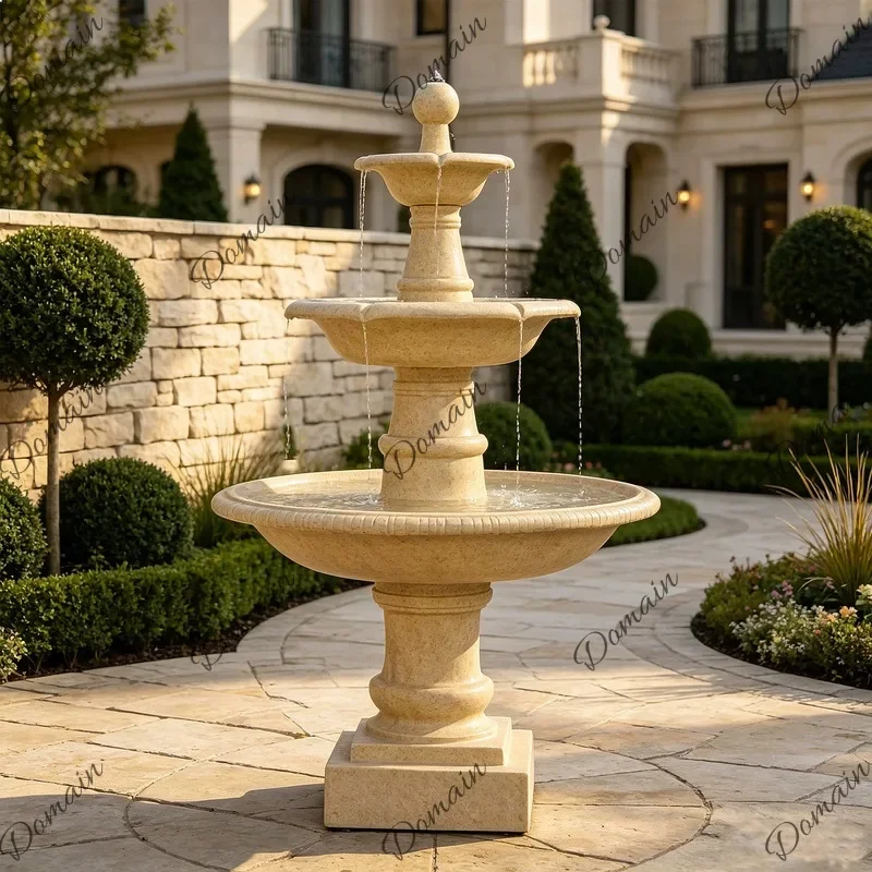 BJ 1.7m Large Fountain European Outdoor Garden Decoration Fiberglass Sandstone Water Landscape