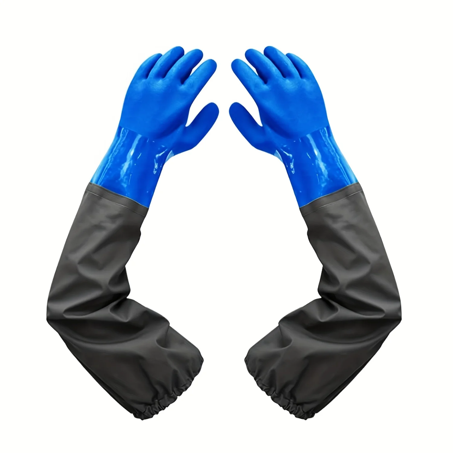 Pair PVC Chemical Resistant Gloves, Cleaning Gloves Long Rubber Gloves, Heavy Duty Waterproof Gloves For Chemical And Acid Work