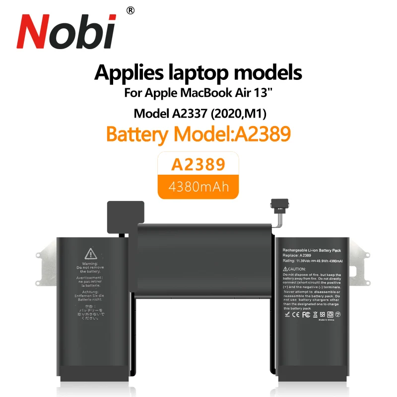 Nobi-Batterie pour ordinateur portable pour Apple MacPleAir, A2389, 13 ", A2337, Dallas Année 2020, EMC3598, MGN53LL, A, MGN63LL, A, MGNHauLL, A, MGND3LL, A, Outil gratuit