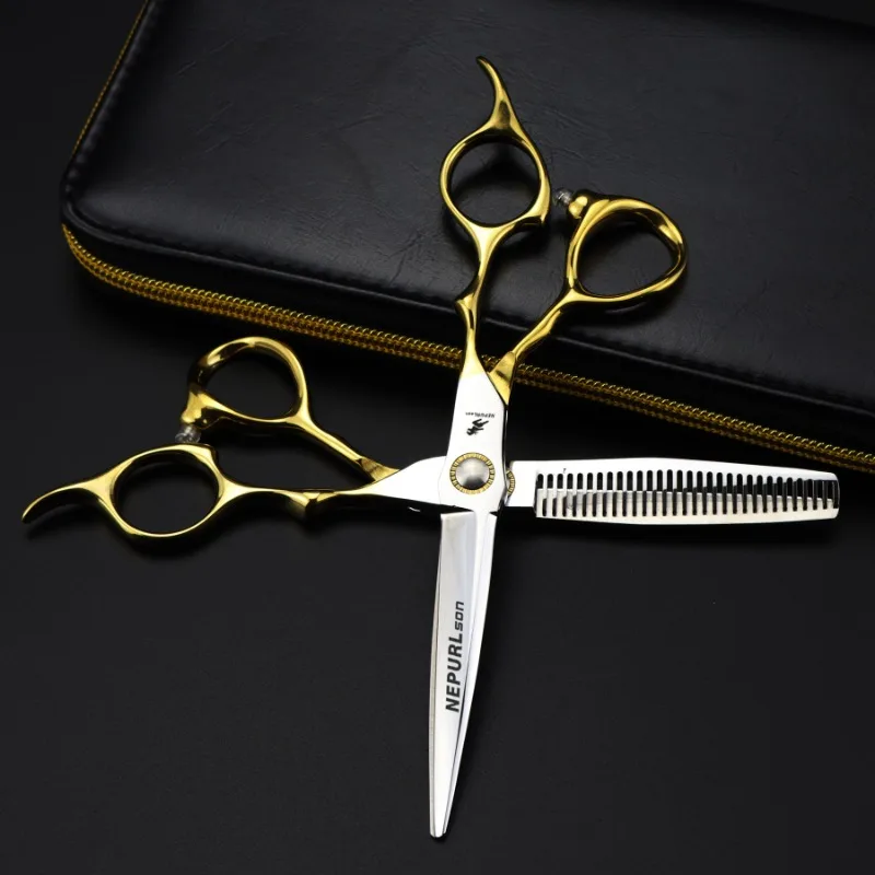 

Nepurlson 6 Inch Barber Hair Scissors Set Salon Haircut Thinning Shears Hairdressing Cutting Scissors