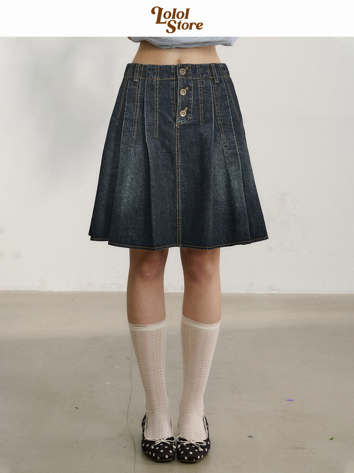 

Джинсовая юбка LOLOL синего цвета, женская, А-силуэт, плиссированная, повседневная, с высокой талией, из дышащей хлопковой смеси, короткая, облегающая