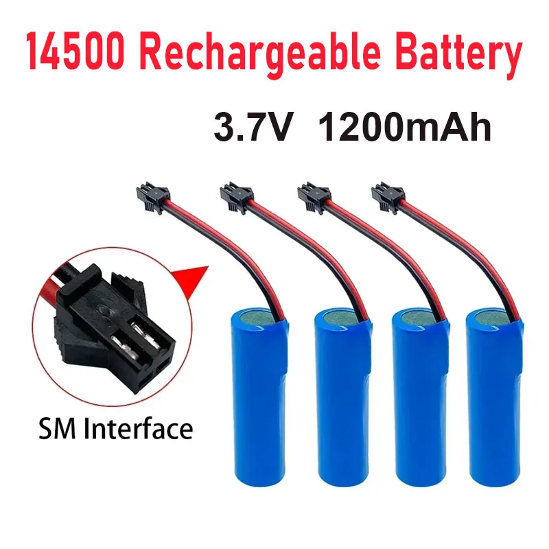 1200mAh 3.7v 14500 Lipo Battery for JJRC C2 D828 RC Car Parts SM-2P for RC Stunt Dump Car Battery Toys Accessories