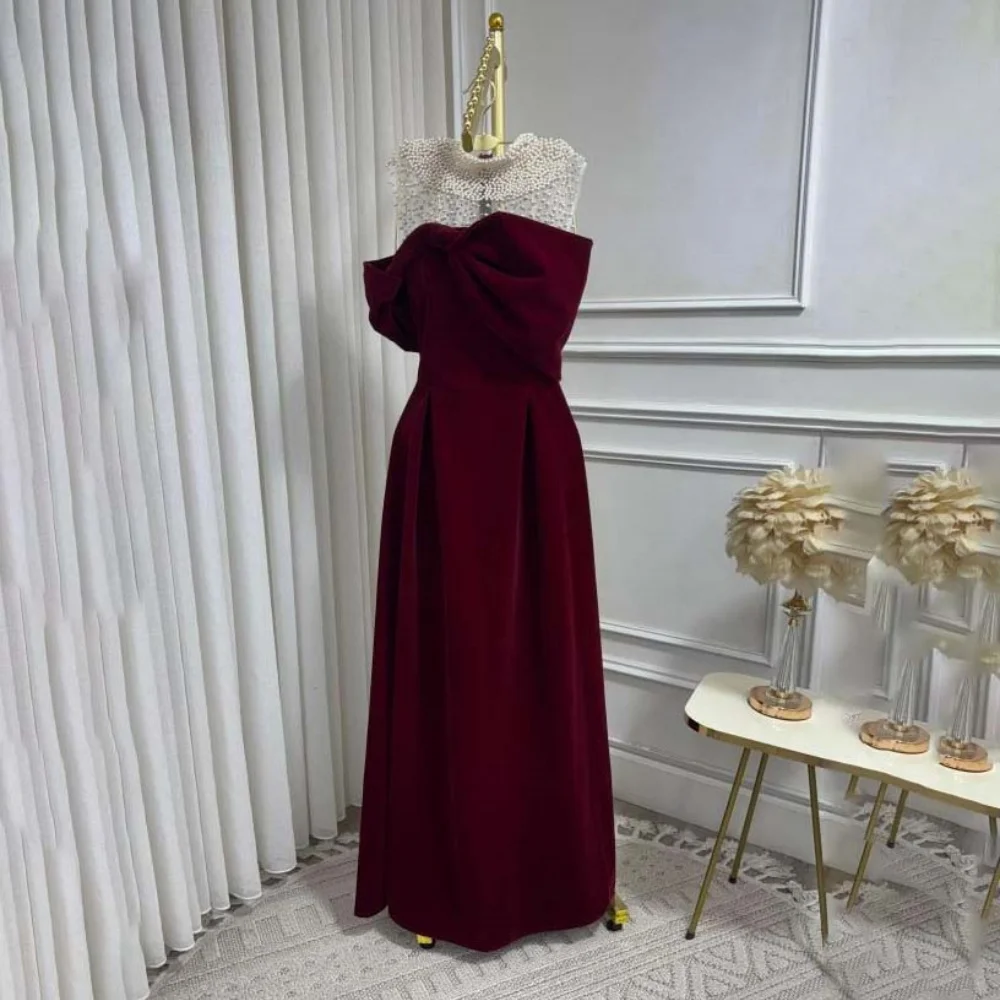 Maßgeschneidertes, exquisites, kurzärmliges Abendkleid, bezauberndes, mit Perlen verziertes Ballkleid, sexy Stehkragen-Partykleid