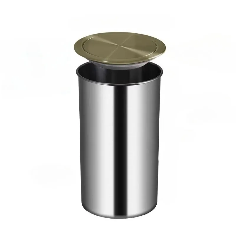 Stainless Steel Embedded Waste Bins Modern Large Capacity Kitchen Waste Bins Multifunctional Bathroom Household Cleaning Tools