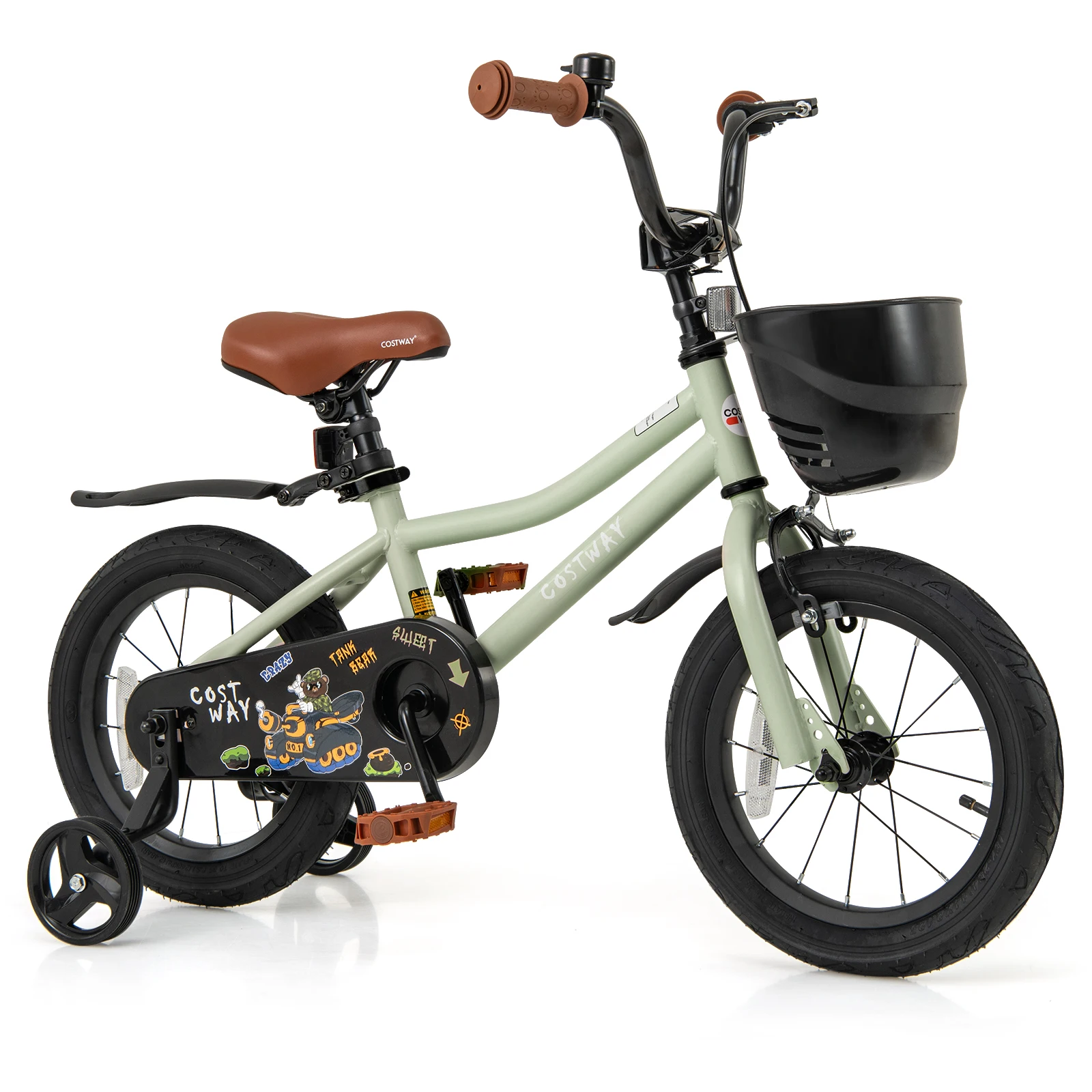 

14" Kid’s Bike with Training Wheels Adjustable Handlebar & Seat Handbrake