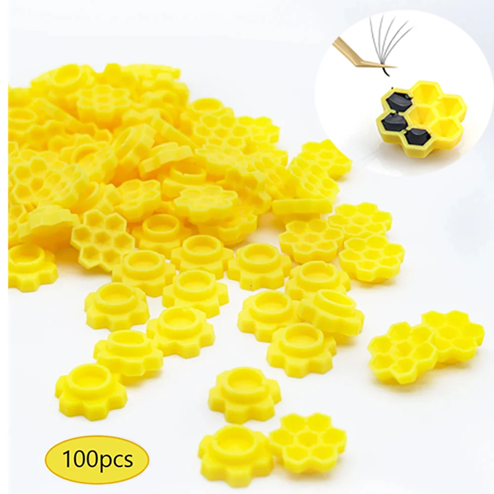 100 PCS Grafted Eyelash Delay Cup Glue Holder Beehive Flower Plum Shaped Lash Blossom Cup Eyelashes Extension Makeup Supplies