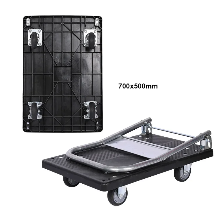 4-Wheel plastic folding platform push trolley 200kg