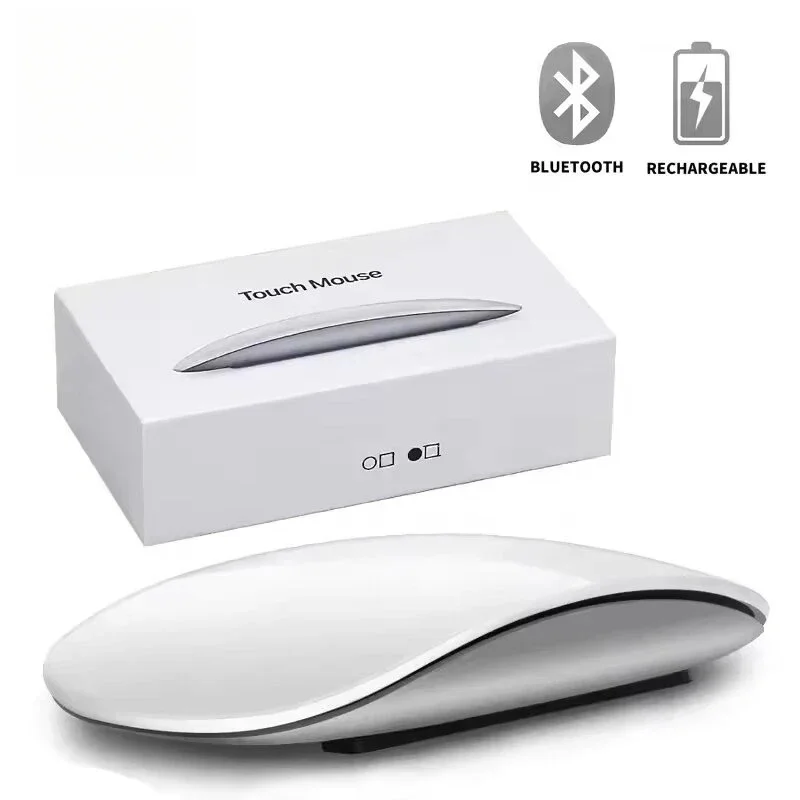 2026 New Rechargeable Bluetooth Wireless Mouse, Ultra‑Slim Curved Touch Surface Silent Mouse, Compatible with MacBook, iPad, Mac