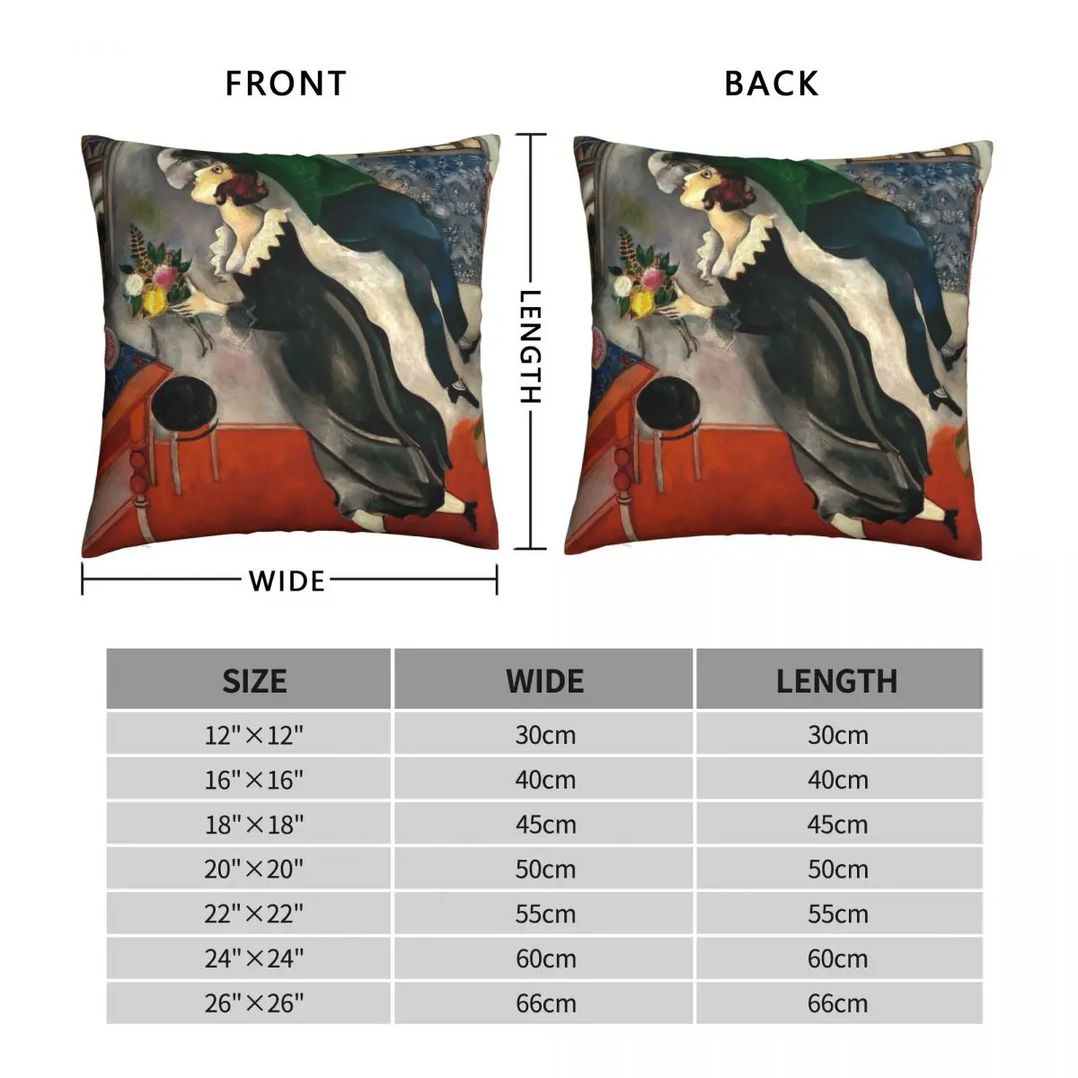 Chagall Birthday Square Pillowcase Polyester Linen Velvet Creative Zip Decor Throw Pillow Case Sofa Cushion Cover