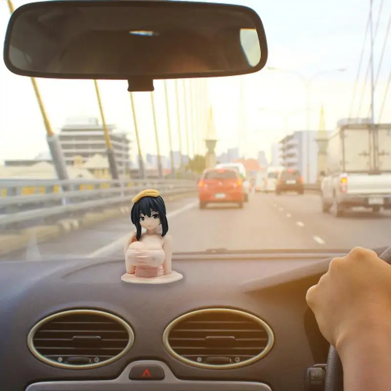 Car Miniature Dashboard Decorations Girl Shake Anime Action Figurine Ornaments For Car Interior Decor Supplies