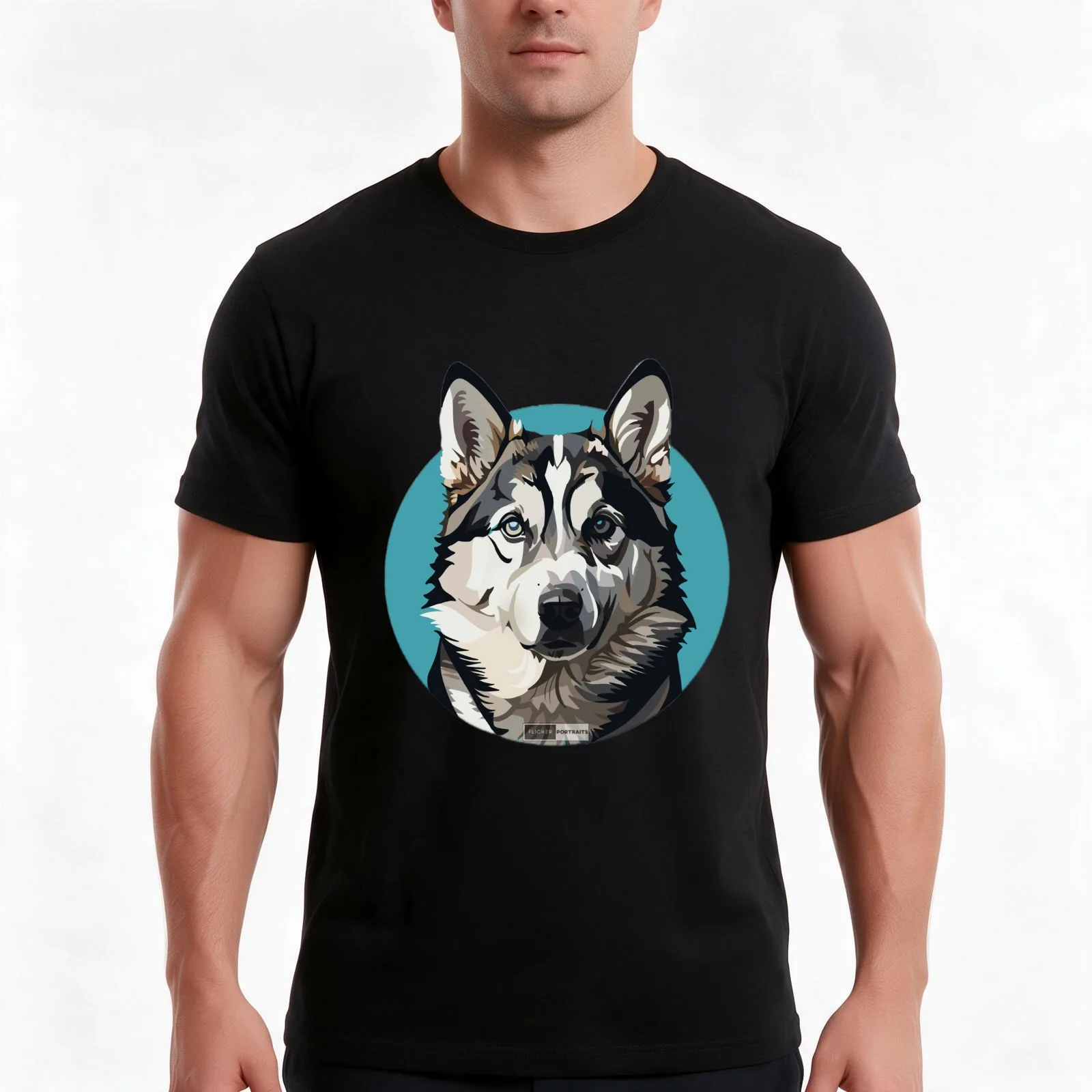Husky Art Products T-Shirt, Summer Casual Cotton Tee, Oversized Streetwear Tops, Vintage Graphic Print, Loose Fit Short Sleeve