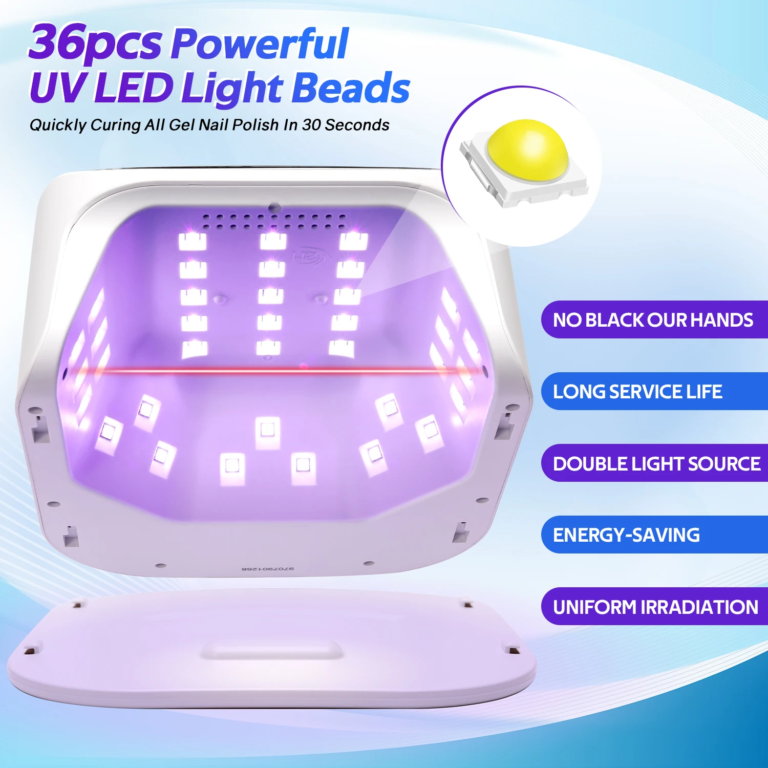 168W UV LED Nail Lamp With LCD Display 36LEDS Rechargeable Nail Dryer For Curing All Gel Nail Polish Home Manicure Salon Use