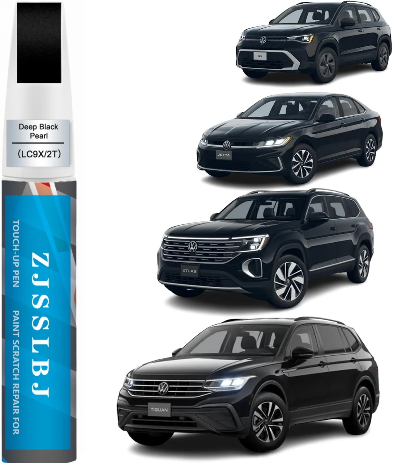 Car Touch Up Paint(Deep Black Pearl(LC9X/2T)) for Volkswagen, Car Paint Scratch Repair Kit, Quick & Easy Solution to Repair,