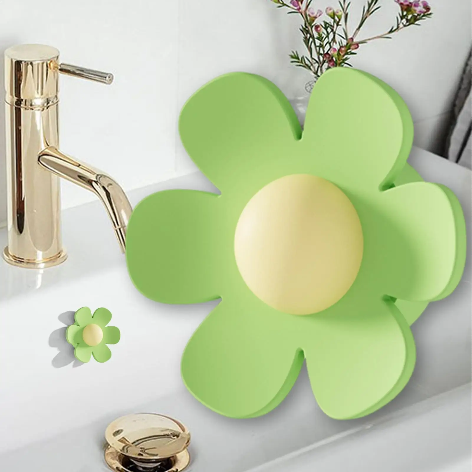Sink Overflow Ring Basin Trim Cover Plug Replacement Flower Shape Gasket Replacement Hole Insert for Restroom Washroom Bathroom