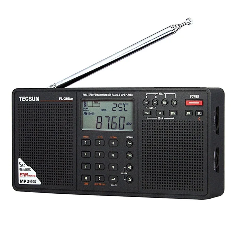 Tecsun PL-398MP DSP Digital FM/MW/LW Shortwave Radio with ETM ATS DSP Dual Speakers Receiver MP3 Player