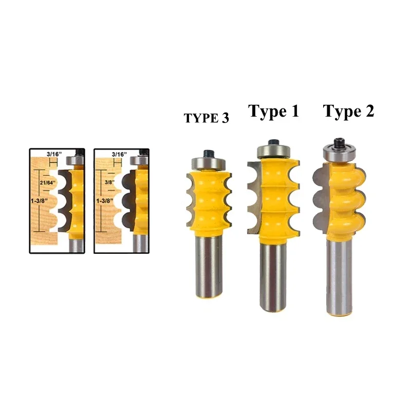 

1pc 12mm 1/2 Shank Triple Flute Bead Column Molding Router Bit Line Knife Tenon Woodworking Milling Cutter Tools for Wood