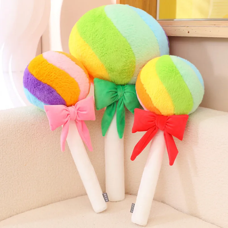 

Hot Creative Candy Doll Soft Stuffed Cartoon Lollipop Plush Toy Colorful Sweet Girls Bedroom Sofa Pillow Cushion Birthday Gift