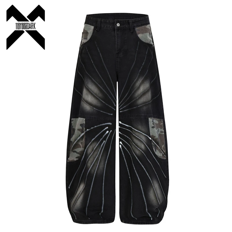 

2026 весенние новые потертые джинсы High Street, широкие джинсовые брюки, винтажные брюки-карго большого размера, уличная одежда