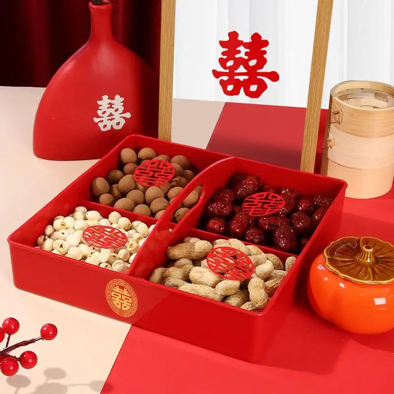 early-fortune-dry-fruit-combination-wedding-bedding-display-tray-engagement-party-four-grids-dry-fruit-box-decorative-item