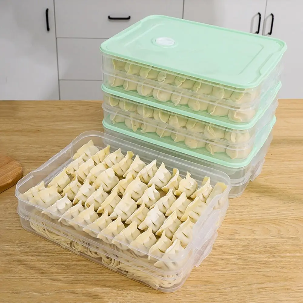 

Plastic Dumpling Box Transparent Quick Freezing Food Egg Frozen Box Sealed with Cover Kitchen Organizer Refrigerator
