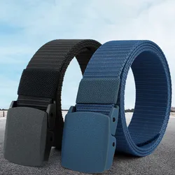 Men Belts Fashion Unisex Jeans Belts Adjustable Belt Men Outdoor Travel Tactical Waist Belt with Plastic Buckle for Pants 120cm