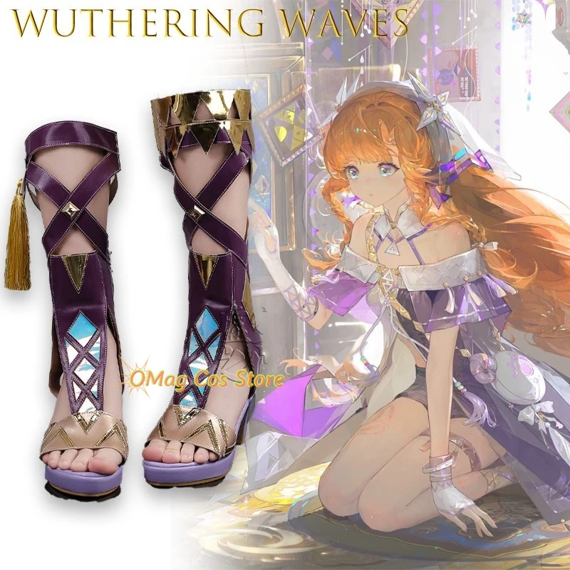 

Ботинки для косплея Сигрид из Wuthering Waves для взрослых на Хэллоуин, аниме-фестивали, вечеринки, с длинным каблуком, женские, карнавальный костюм 2026