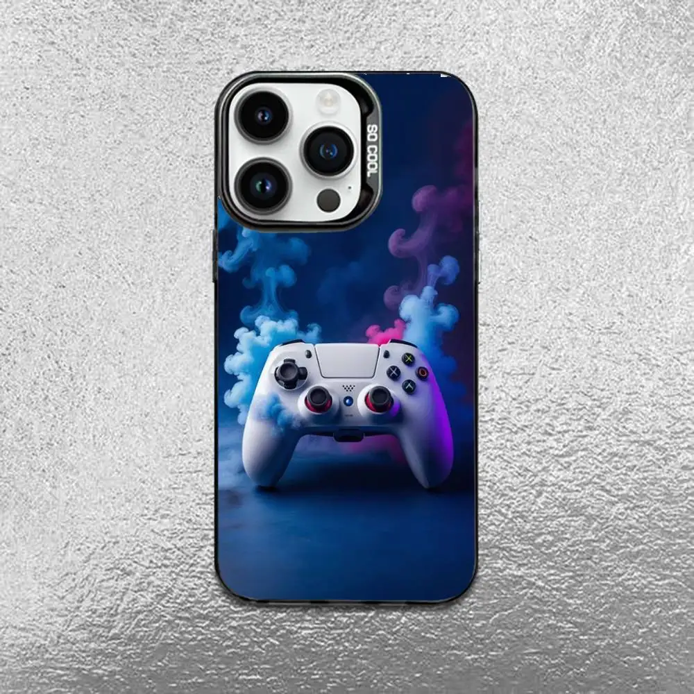 حافظة هاتف لوحدة التحكم في الألعاب Gamepad Play لهاتف iPhone 16,15,14,13,12,11,Mini,Pro,E,MAX غطاء مقاوم للصدمات باللون الأسود غير اللامع