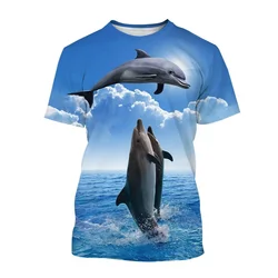 Summer Men Fashion Casual Cool Personality Animal Dolphin Graphic 3D Printing T Shirts Oversized O-neck Short Sleeve Tops