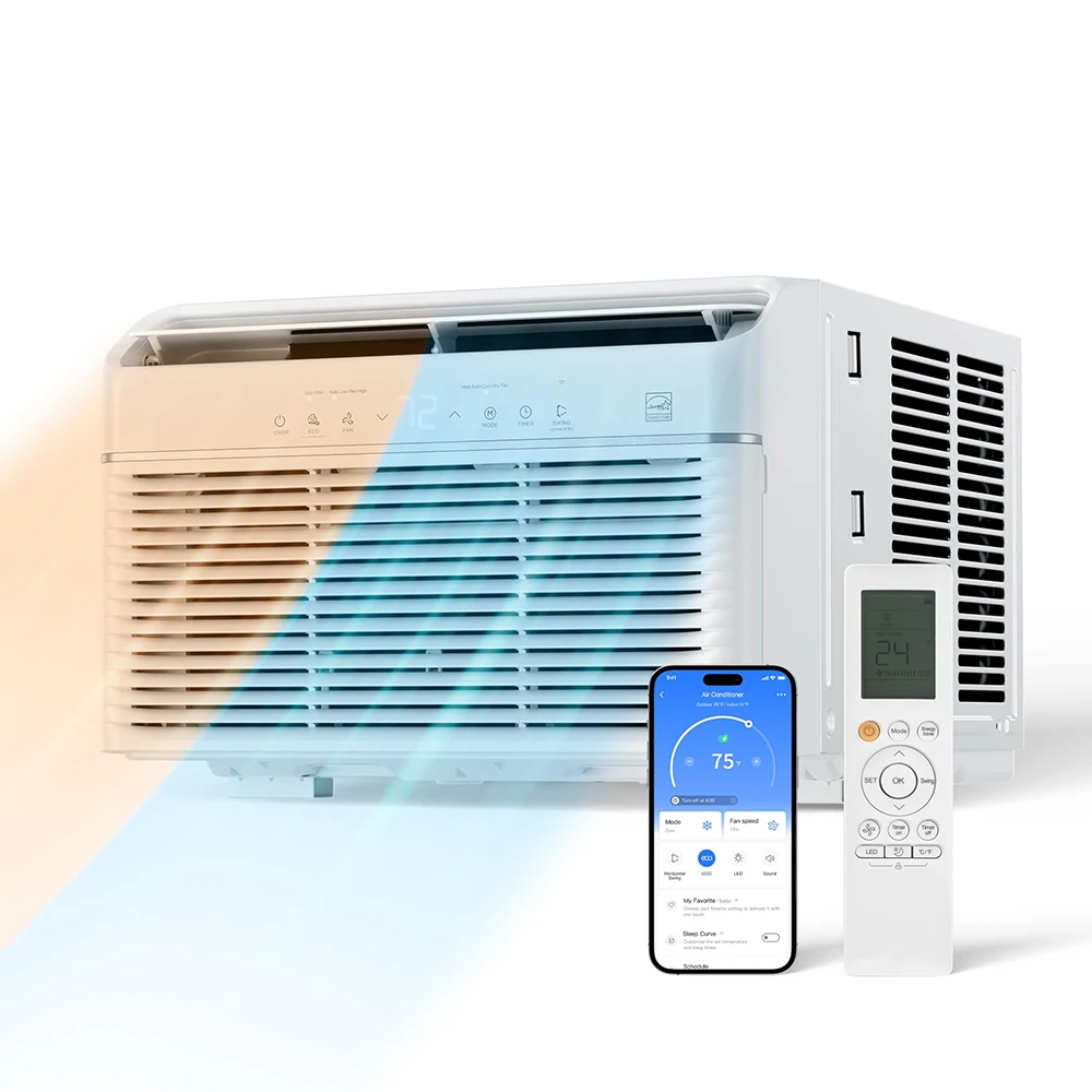 Smart 5000BTU Heat and Cool Mini Window Air Conditioner with Wifi Controls