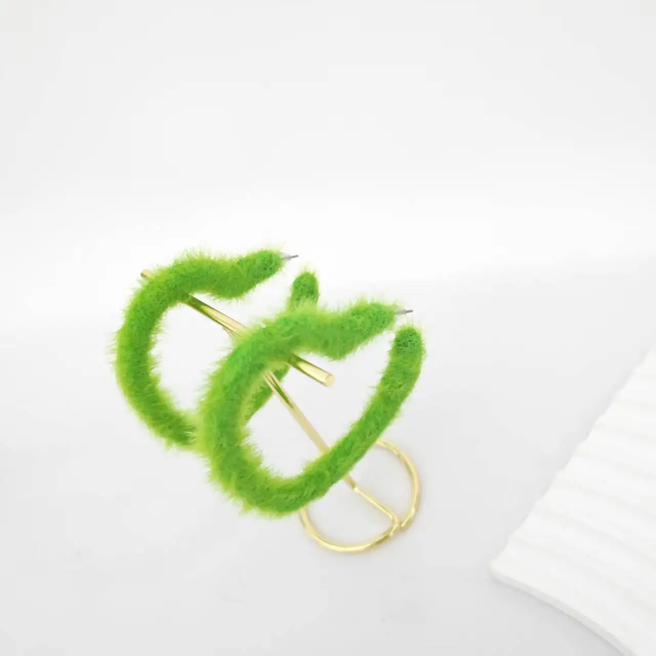 أزياء فو الفراء الكبير الأخضر القلب أقراط للنساء انخفاض الأقراط عيد الميلاد لطيف آذان مجوهرات هدايا #5