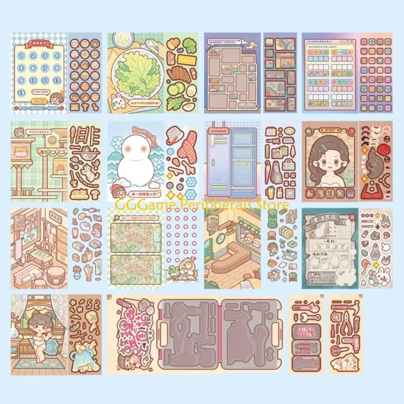 U55B Miniature Scene PET Sticker Book Decorative Scenery Sticker For Journal Notebook Scrapbooking Photo Album Decoration