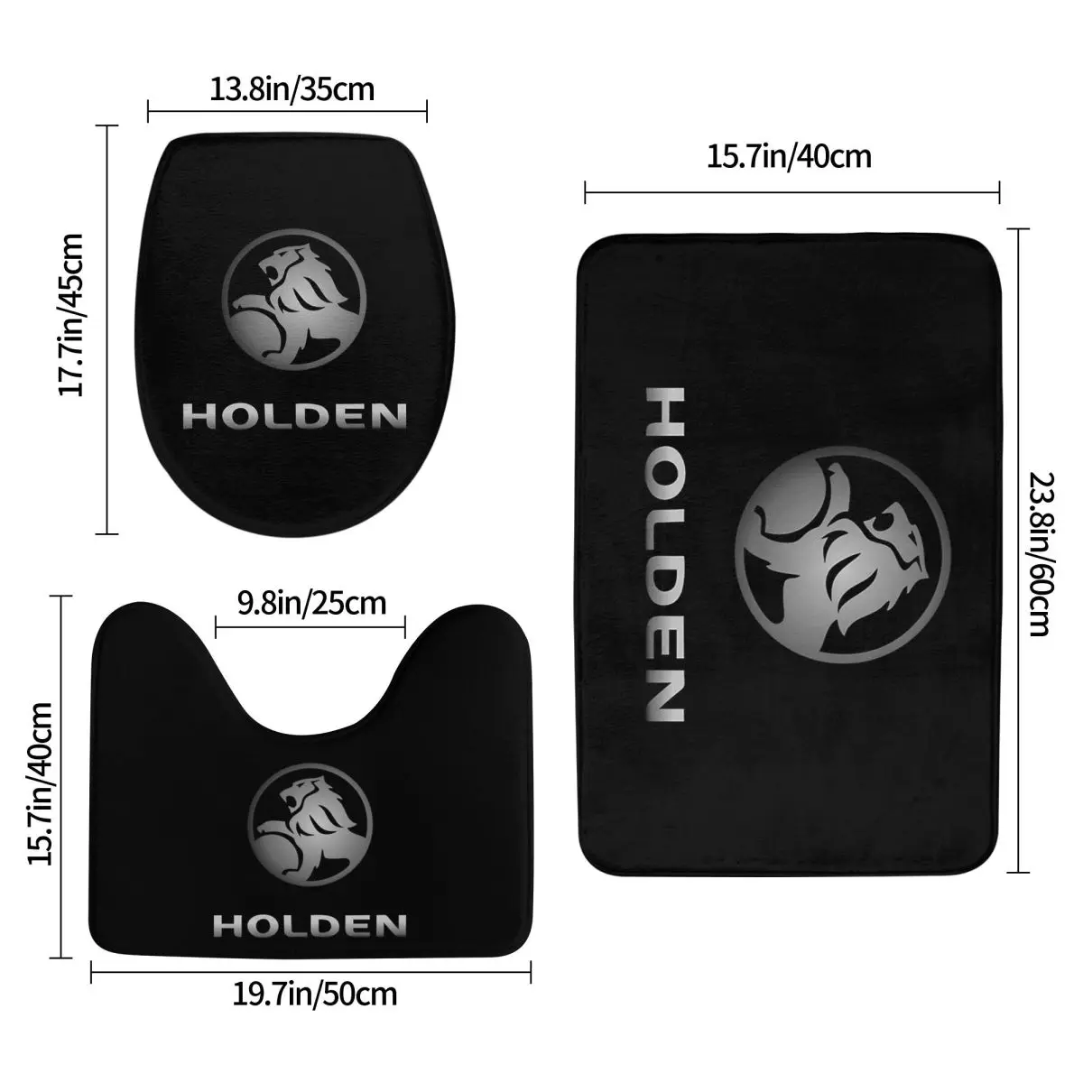 Best Edition Holden Logo Essential 3 Pcs Bath Mat Bathroom Set Toilet Lid Cover Home Decor Non-Slip Carpet Floor Rug
