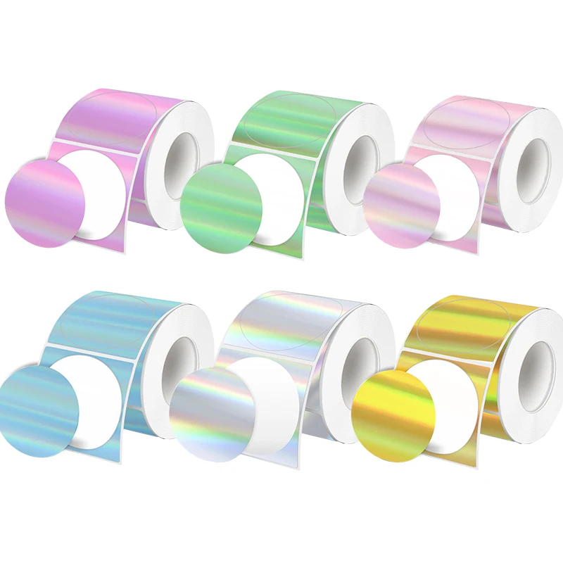 1Roll Cirkel Holografisch Thermisch Label 50/40mm Compatibel Phomemo M110/m220 Zelfklevende kleur laser thermische label sticker