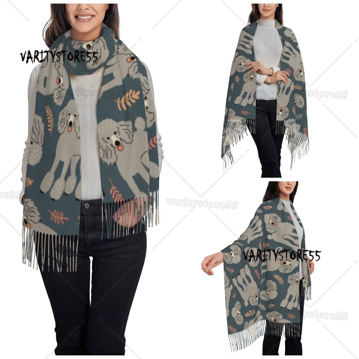 Poodle Cute Dog Shawl Wraps for Women Winter Large Soft Scarf Gift for Animal Lover Pashminas Shawl Scarves