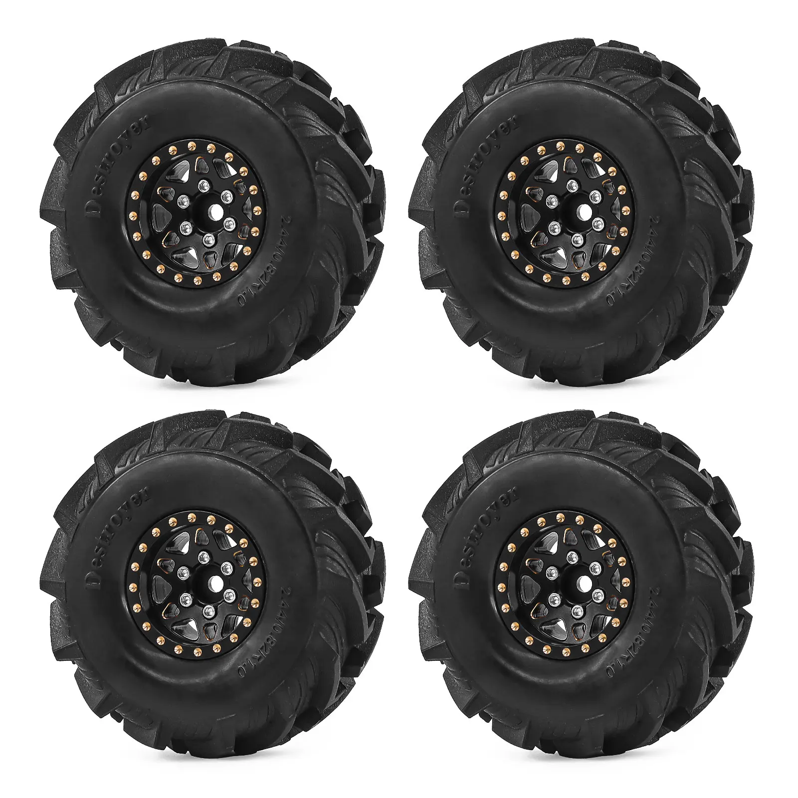 Brass Wheel and Tire Set 1.0 Inch for SCX24 TRX4M FCX24 Upgrades Heavy Weight 1/24 1/18 Scale Crawler Parts 4Pcs