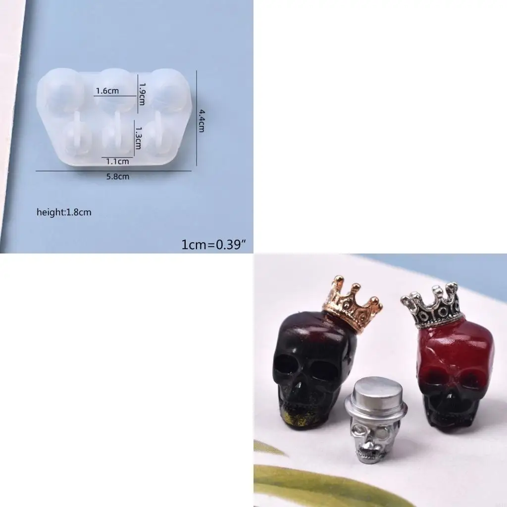 Crystal Epoxy Resin Mold Skull for Head Bracelet Beads Silicone Mould DIY Crafts Jewelry Making Tool