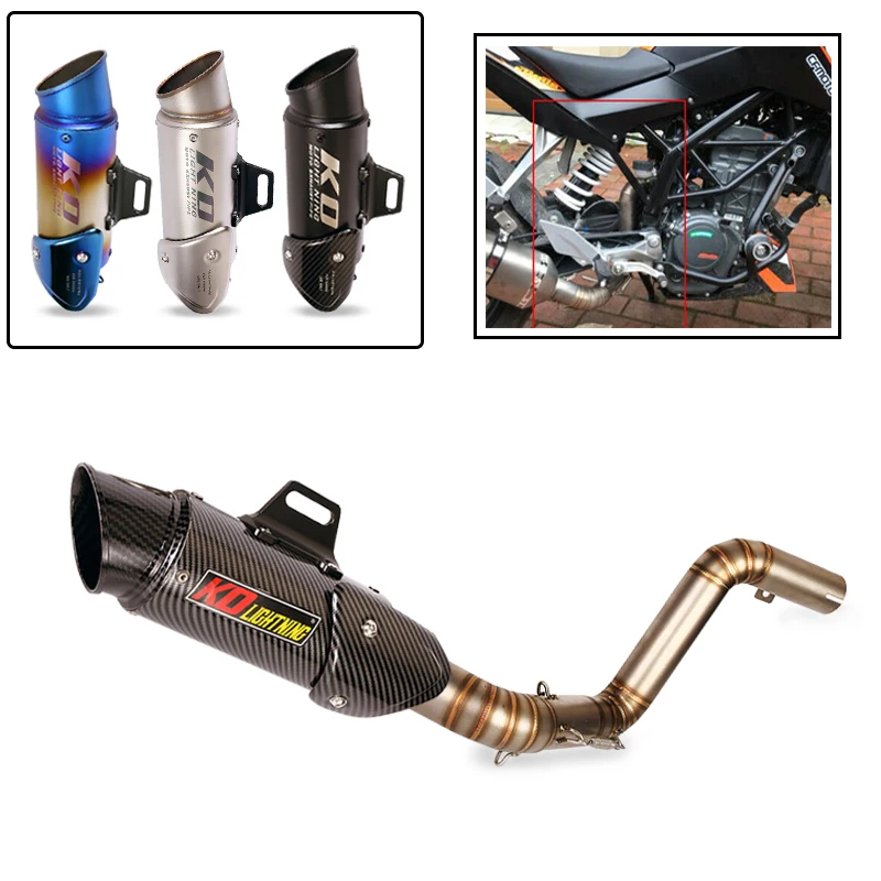 

Escape 51mm Motorcycle Exhaust System Muffler Tail Pipe Baffler Slip On Middle Section Tube Modified For Duke 200 390 2012-2016