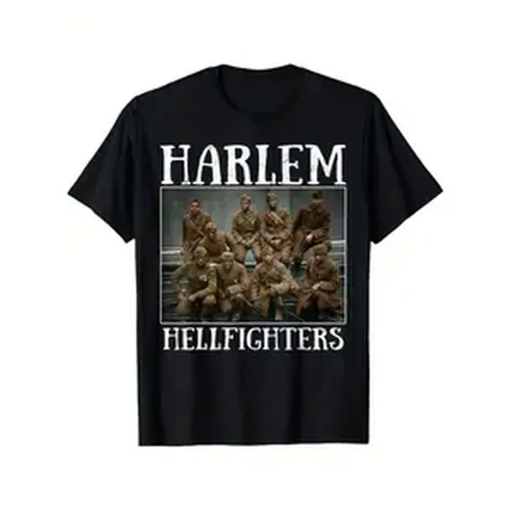 Cotton Golf Gift T-Shirt For Men and Women Harlem Hellfighters Shirt African-American Black History T-Shirt American Street Soft Touch 100% Pure Cotton Men'S Fashion Trend Casual Letter Printed Round Neck 180g
