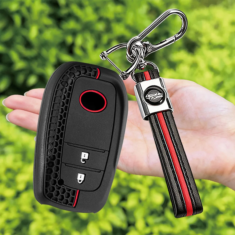 Silicone Car Key Case Cover Keychain For Toyota Corolla Hatchback Cross Yaris Cross Prius Hilux Land Cruiser LC200 LC250 LC300