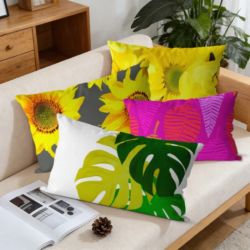 Tropical Floral Throw Pillow Covers Suitable For Sofa Bedroom Car Pillow Cover Cushion Rectangular Back Cushion