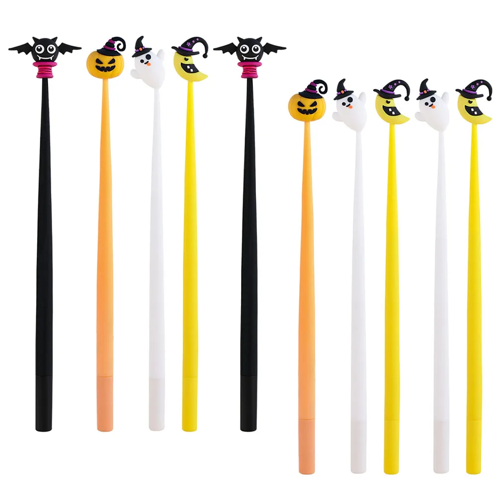 

10pcs 5mm Halloween Pumpkin Pens Black Gel Pens Cute Halloween Pumpkin Writing Sign Multipurpose Office Student Stationery